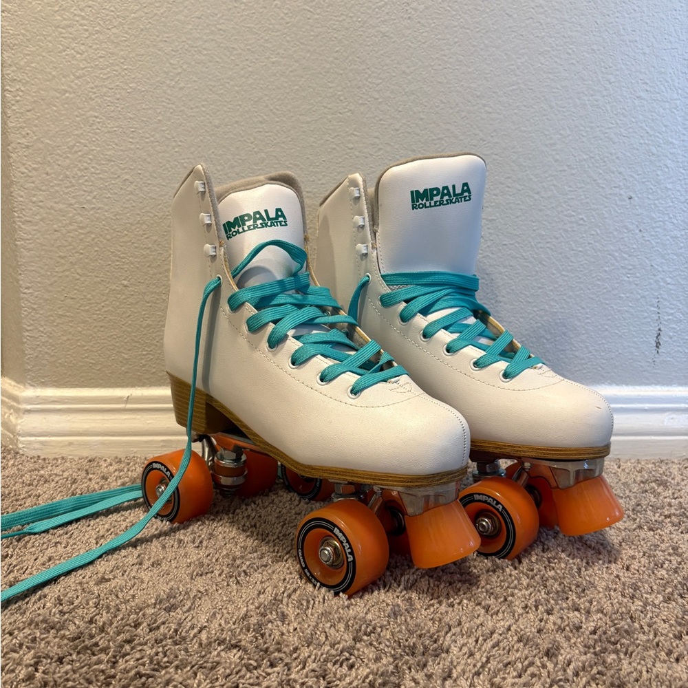 Impala Women's White and Orange Roller Skates